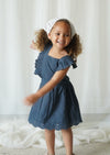 Chloé | Corduroy Cotton Anglaise Dress | Vintage Blue