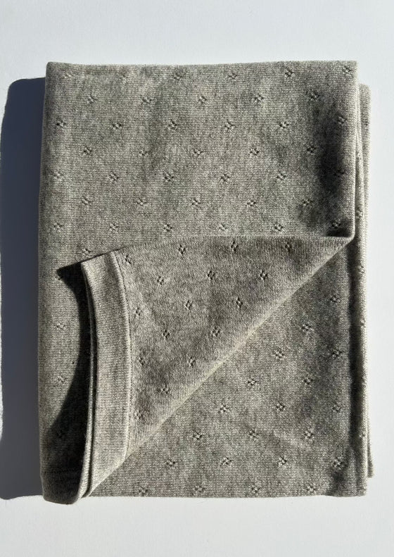 Cashmere Pointelle Baby Blanket | Gray Méle